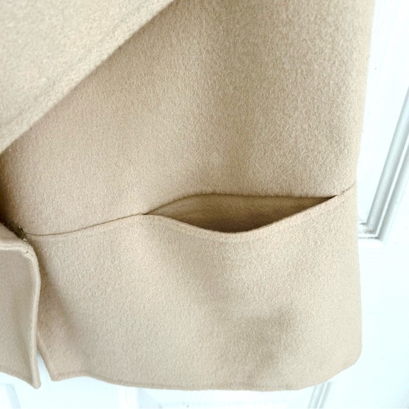 Camel Beige Wool Blend Sleeveless Draped Vest - Picture 7 of 7